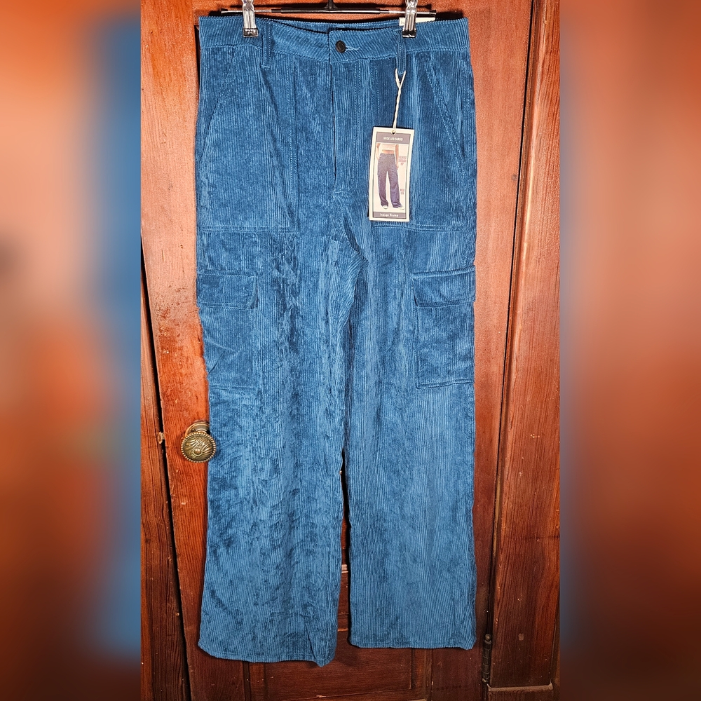 Indigo Rising corduroy pants wide leg cargo size 9 blue